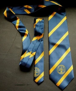 Neumann College Navy Blue Yellow Silk Neck Tie 62" L x 4" Aston PA, College logo - Picture 1 of 7