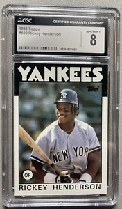 1986 Topps #500 Rickey Henderson CGC 8 NM/MINT - Picture 1 of 2