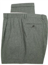 Zanella Mens Grey Pleated Flannel Wool Dress Pants 38x28