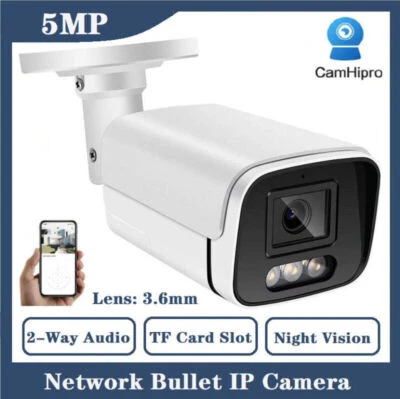 5MP HD 2-Way Audio Card Slot IR Night Vision P2P Network Bullet IP Camera 3.6mm - Image 1 of 4