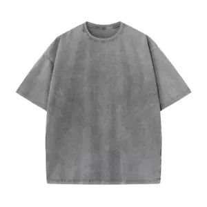 Unisex Retro Acid Wash T-Shirt Hip Hop Oversized Cotton Streetwear Harajuku Tee - Picture 1 of 6