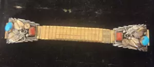 Orologio Da Uomo Vintage Navajo Eagle Turq & Corallo Rosso Punta Sterling/Oro Pieno Insegna A - Foto 1 di 4