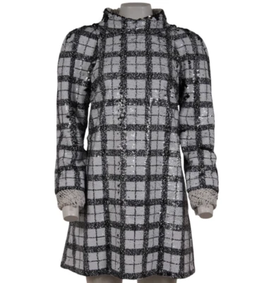 Mini Vestido Chanel FW 2017 Pasarelas Lentejuelas Cambio Talla FR 42 XL Blanco Negro Foto 1 de 4
