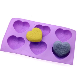 Heart Feather Wings Soap Lotion Bar Silicone Mold Cold Process Bath Soap Making - Picture 1 of 5