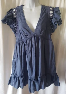 Anthropologie Damenbluse Tunika Baby Puppe Spitze gehäkelt Cottagecore fließend Gr. SP - Bild 1 von 10