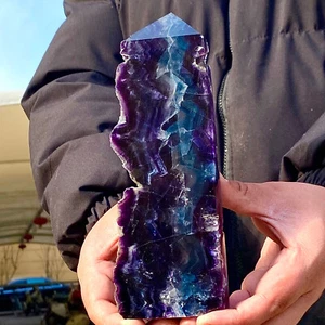 Colonna cristallo fluorite naturale 1,79 libbre bacchetta magica punto obelisco guarigione terra - Foto 1 di 13