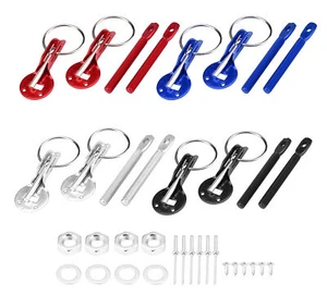 Car Universal Hood Pin Pins Lock Alloy Steel Mount Bonnet Latch Kit Racing Auto - Foto 1 di 17