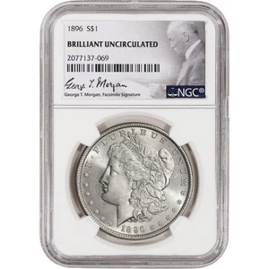 1896 US Morgan Silver Dollar $1 - NGC Brilliant Uncirculated - Picture 1 of 4