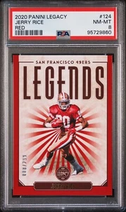 Tarjeta Panini Legacy Jerry Rice Red Legend 2020 #/299 *¡calificada PSA casi nueva-como nueva 8! - Imagen 1 de 2