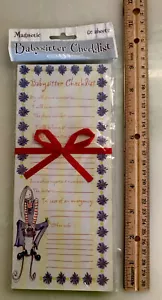 Babysitters Magnetic Checklist Sixty Lined Sheets With Flower Border - Picture 1 of 2