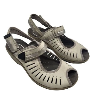 Sandalias de cuña Clarks Privo P-Durian Stone Pierre punta abierta cómodas para mujer 9M - Imagen 1 de 12