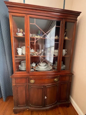Antique China Cabinet, Vintage China Cabinet, Rare Unique China Cabinet Cover