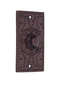 Antique Copper "Anderson" Rectangle Pattern Bell Push - Picture 1 of 2