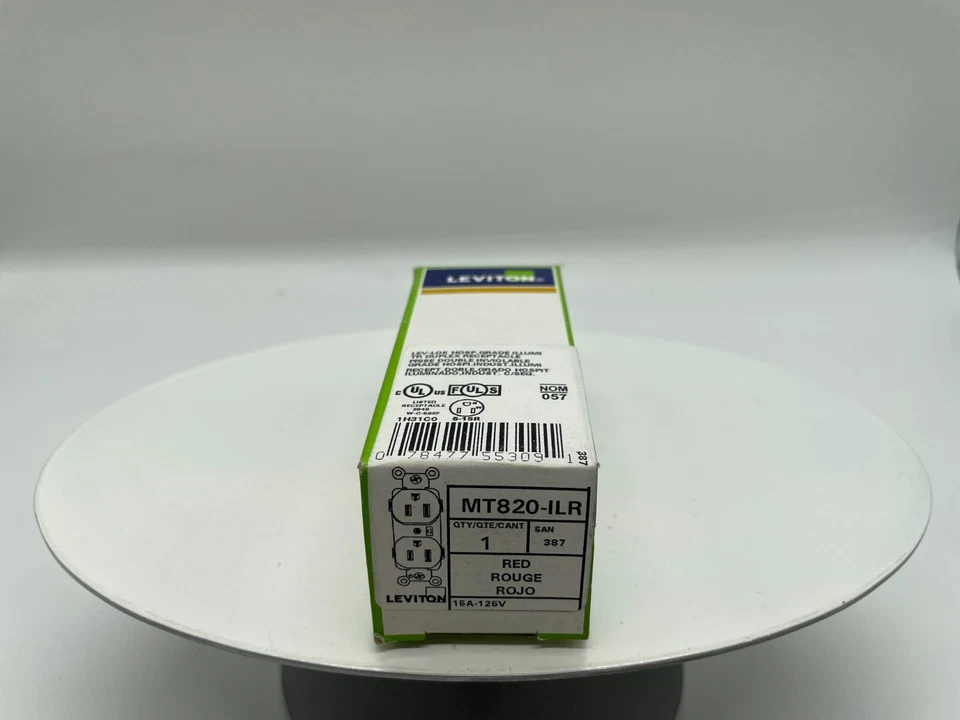 LEVITON MT820-ILW LEV-LOK 15-AMP 2P 3W HOSPITAL GRADE RED RECEPTACLE - Image 1 of 4