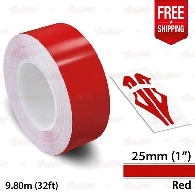 RED 1" 25mm Roll PIN STRIPE Car PinStriping Trim Line TAPE Decal Vinyl Sticker - Image 1 of 4
