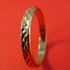 WOMENS 14KT GOLD EP 3.5MM CRISS-CROSS LASERED WEDDING RING (L2)- SIZES 4- 13 - Picture 1 of 2