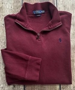 POLO RALPH LAUREN ESTATE RIB 1/4 ZIP PULLOVER SWEATER MAROON MENS XL EXCELLENT - Picture 1 of 9