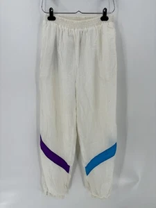 Last Resort Vintage Track Pants Womens Medium White Sheer 80s 90s Pockets Nylon - Picture 1 of 17