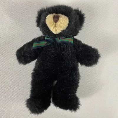 熊毛绒复古 8 英寸填充泰迪动物豆格子领结 1999 年宠物儿童玩具礼物 — 第 1/4 张图片