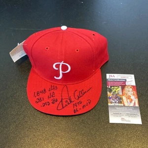 Dick Allen Signed Heavily Inscribed STATS Philadelphia Phillies Hat JSA COA - Picture 1 of 7