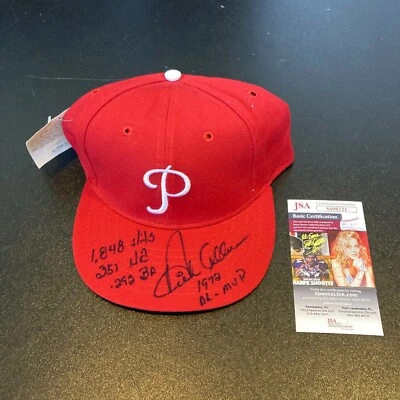 Dick Allen Signed Heavily Inscribed STATS Philadelphia Phillies Hat JSA COA - Image 1 of 4