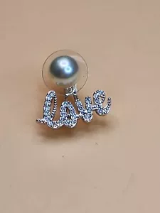 Authentic ORIGAMI OWL C2 Convertible 'LOVE' CZ Silver Plate Faux Pearl Earrings - Picture 1 of 7