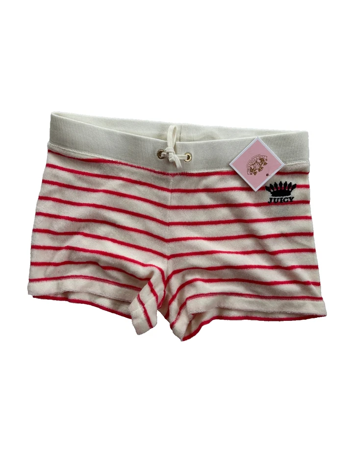 NUEVO CON ETIQUETAS 🎄VINTAGE Y2K Juicy Couture Adolescentes Niñas Rosa Blanco Rayas Algodón Pantalones Cortos XL Foto 1 de 3