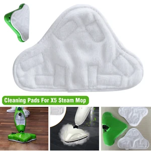 5PCS Stick On White Washable Cleaning Pads Microfiber For X5 Steam Mop H20 New - Picture 1 of 8