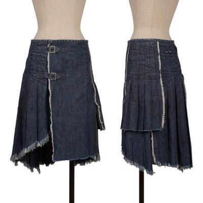 JPG by GAULTIER Cut-off Design Pleats Wrap Denim Skirt Size 38(K-158302) - Image 1 of 4