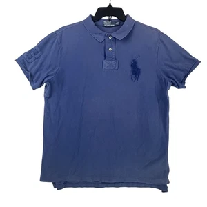 Polo Ralph Lauren Polo Shirt Mens XL Blue Custom Fit Big Pony Casual Classic - Picture 1 of 8