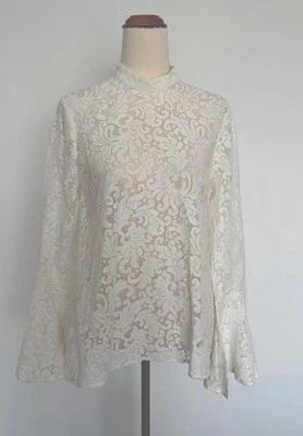 Blusa Cooper Street Top Para Mujer Talla 8 Encaje Blanca Manga Larga Campana Foto 1 de 4