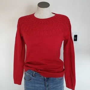 Talbots Red Classic Crew Neck Long Sleeve Women's Sweater Size MP - Picture 1 of 7