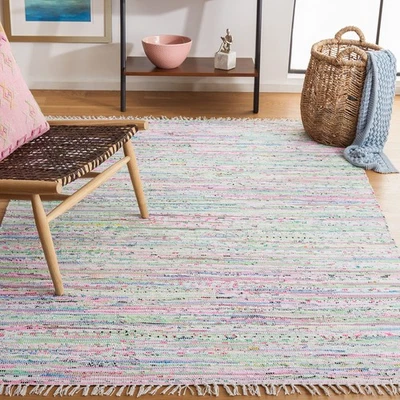 Rag Rug Collection Area Rug - 5' x 7', Light Green & Multi, Handmade Boho Str... - Image 1 of 3