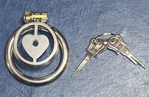 Chastity Heart Lockable Flat  Restraint Stainless Steel Device BDSM - Picture 1 of 2