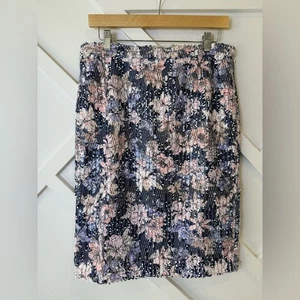 NWT Endless Rose Blue & Pink Floral Sequin Pencil Skirt Size Large - Picture 1 of 7