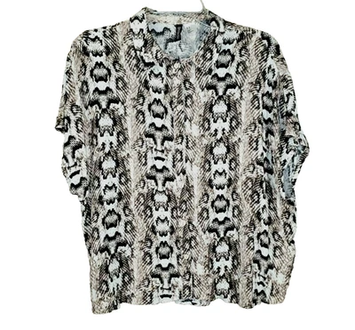 Blusa Top Dolman Dividida H&M Talla 8 M Fluido Botón Frontal Piel de Serpiente Gran Tamaño Foto 1 de 4