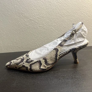 Sam Edelman BIANKA Slingback  7 Sandals Mocha Taupe Python Print NEW NIB - Picture 1 of 6