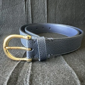 Neu mit Etikett Lauren Ralph Lauren Damengürtel marineblau geprägtes Leder kleine goldene Schnalle - Bild 1 von 7