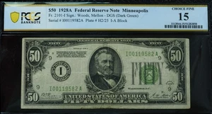 1928 $50 Federal Reserve Note Minneapolis Choice Fine PCGS - Picture 1 of 3