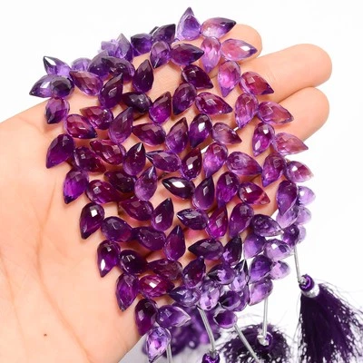 Cuentas facetadas lágrima lágrima piedras preciosas amatista africana natural 10x6 mm hilo 18-22 piezas Foto 1 de 4