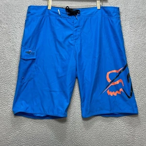 FOX Hombres 40 Azul Boardshorts Bañador Logo Estampado Poliéster Surf Shorts Playa - Imagen 1 de 8