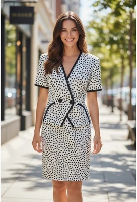 🖤 Vintage Christian Dior Polka Dot Skirt Suit – Size 10 – Classic Dior Elegance - Image 1 of 4