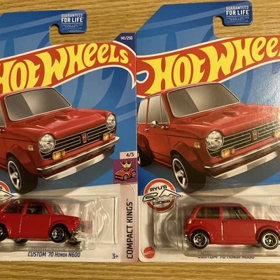 HOT WHEELS 2022 #141 CUSTOM 1970 70 HONDA N600 RED BEST BUY EXCLUSIVE Lot of 2 - Image 1 of 4