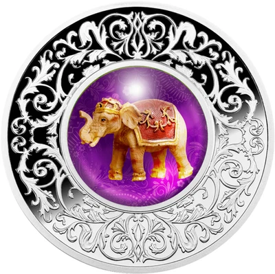 Elephant Lucky Charms 1/2 oz Proof Silver Coin CFA Cameroon 2023 - Image 1 of 3