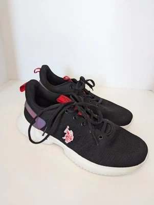 US Polo Assn. Zapatillas Negras con Logo Parte Superior Baja Con Cordones Malla Logo 9 1/2 M Foto 1 de 4