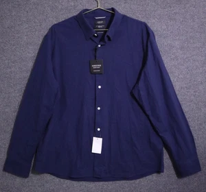 Nordstrom Shirt Men 2XL Blue Stretch Oxford Trim Fit Long Sleeve Button Down NWT - Picture 1 of 5