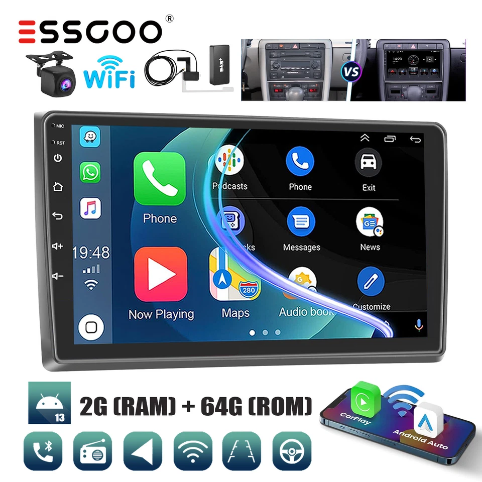 Für Audi A4 8E 8H B6 B7 2000-2009 Autoradio 9" GPS WIFI CarPlay Android 13 2+64G - Bild 1 von 4