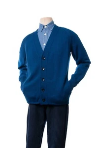 Men's MAISON MARTIN MARGIELA Blue Navy Cardigan Sweatshirt Size XS - Picture 1 of 12