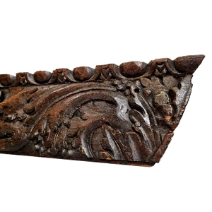 Scroll leaf carving pediment 24"41 Antique French architectural salvage 17 th C - Picture 1 of 14