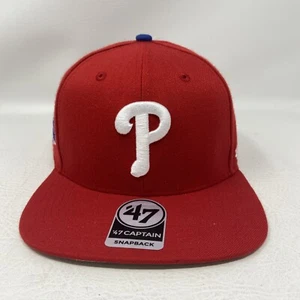Philadelphia Phillies Flat Bill Snapback Hat 47 Brand Captain Red One Size NEW - Picture 1 of 9